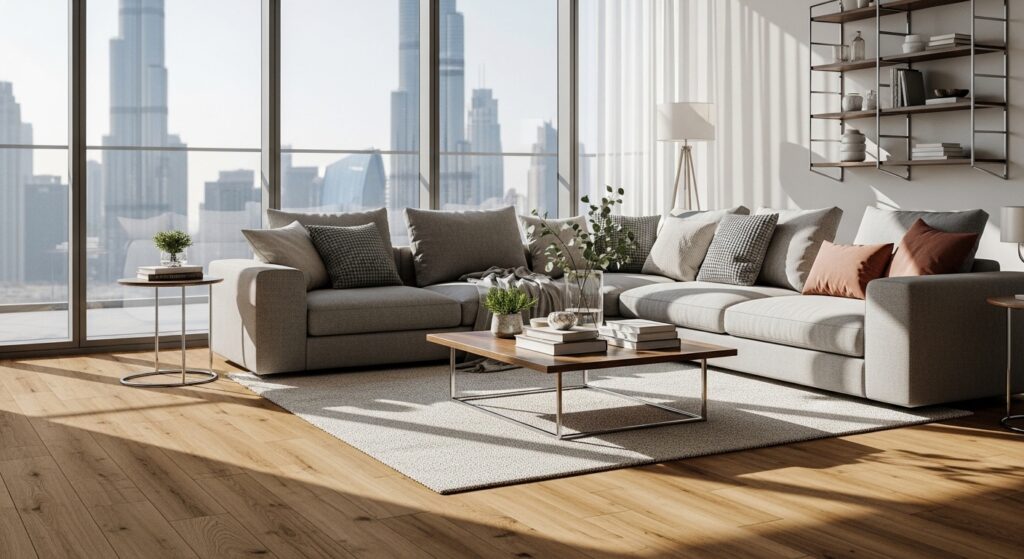 SPC Wood Flooring Installation in Downtown Dubai Apartments
