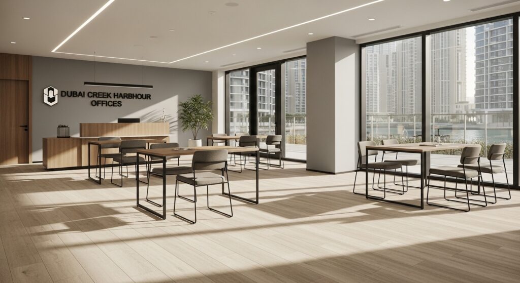 Premium SPC Flooring at Dubai Creek Harbour Commercial Complex