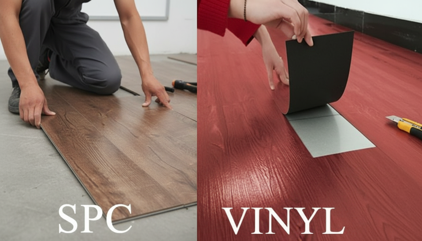 SPC click lock vs vinyl glue down flooring installation comparison