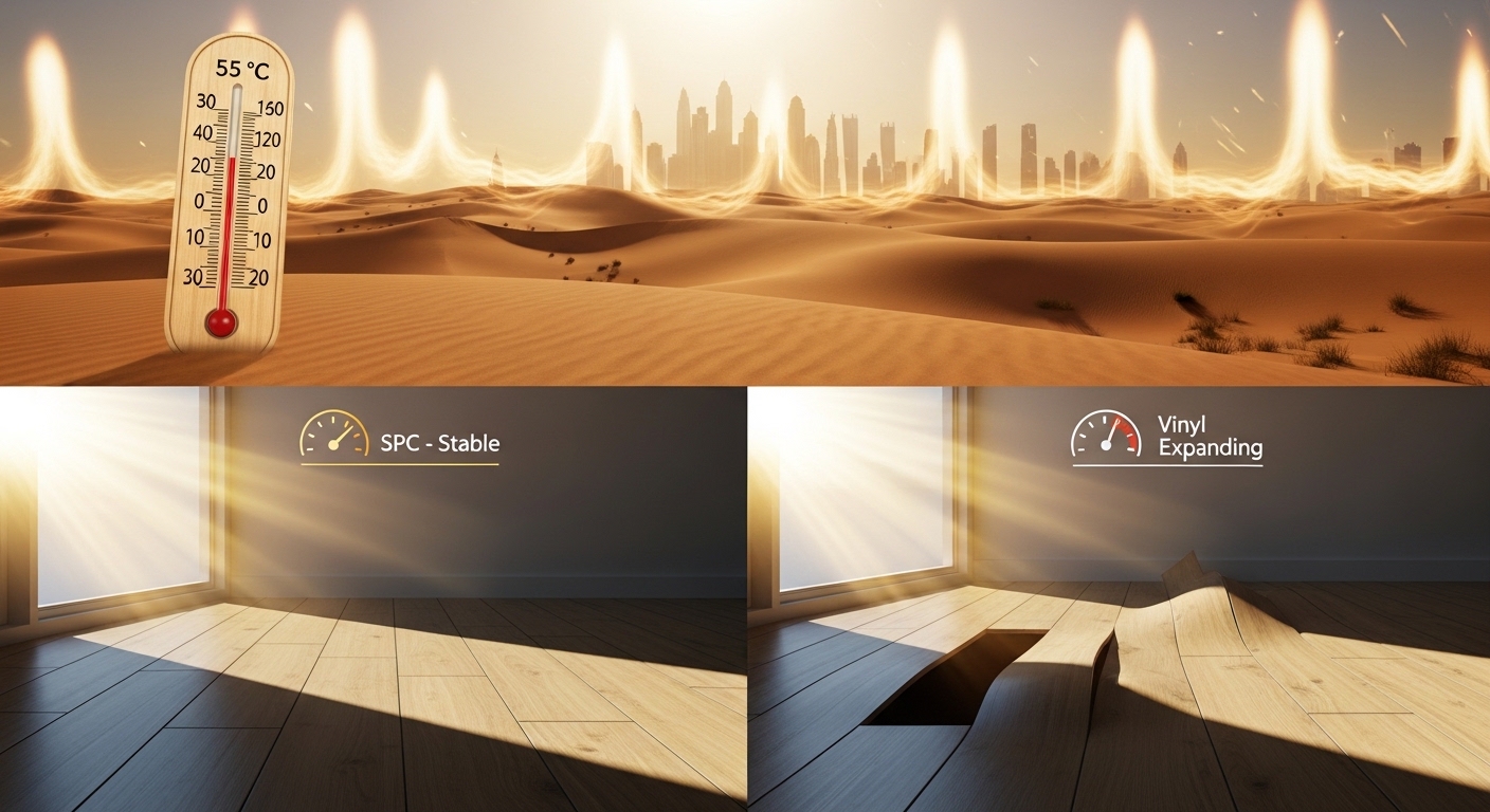 Dubai heat impact on flooring SPC vs vinyl expansion comparison