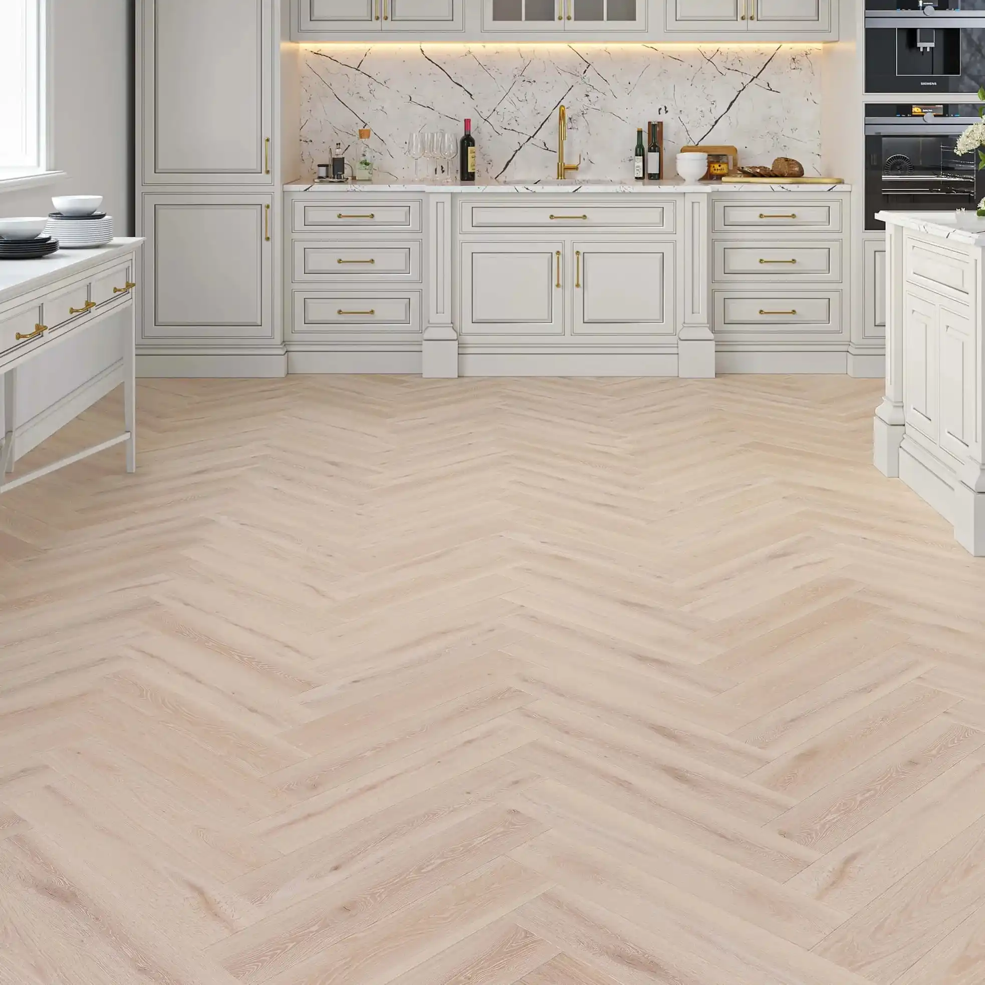 Waterproof Elmhurst Oak 8mm Herringbone LVT Rigid Core SPC